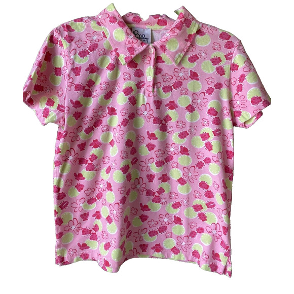 Lilly Pulitzer Shirt Girls Size XL 12-14 Kids Youth Top Vintage Green Pink Polo - Picture 8 of 8